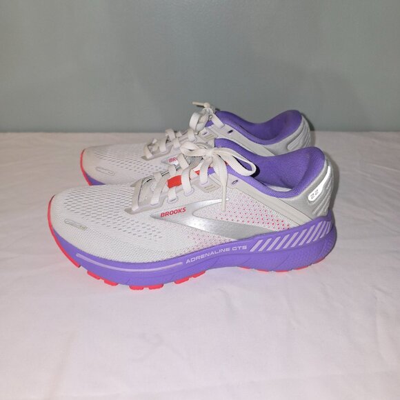 Brooks Women's Adrenaline GTS 22 Supportive Running Shoe, Size 6, LtGry/Ppl/Pnk - Picture 4 of 7